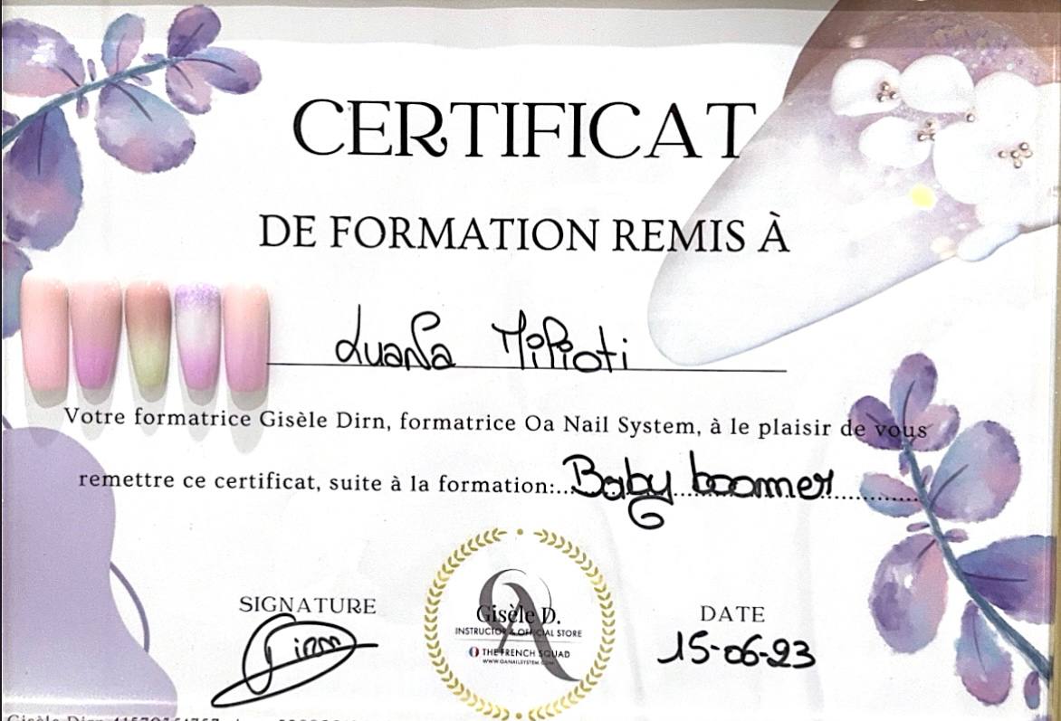 certificat formaiton nail