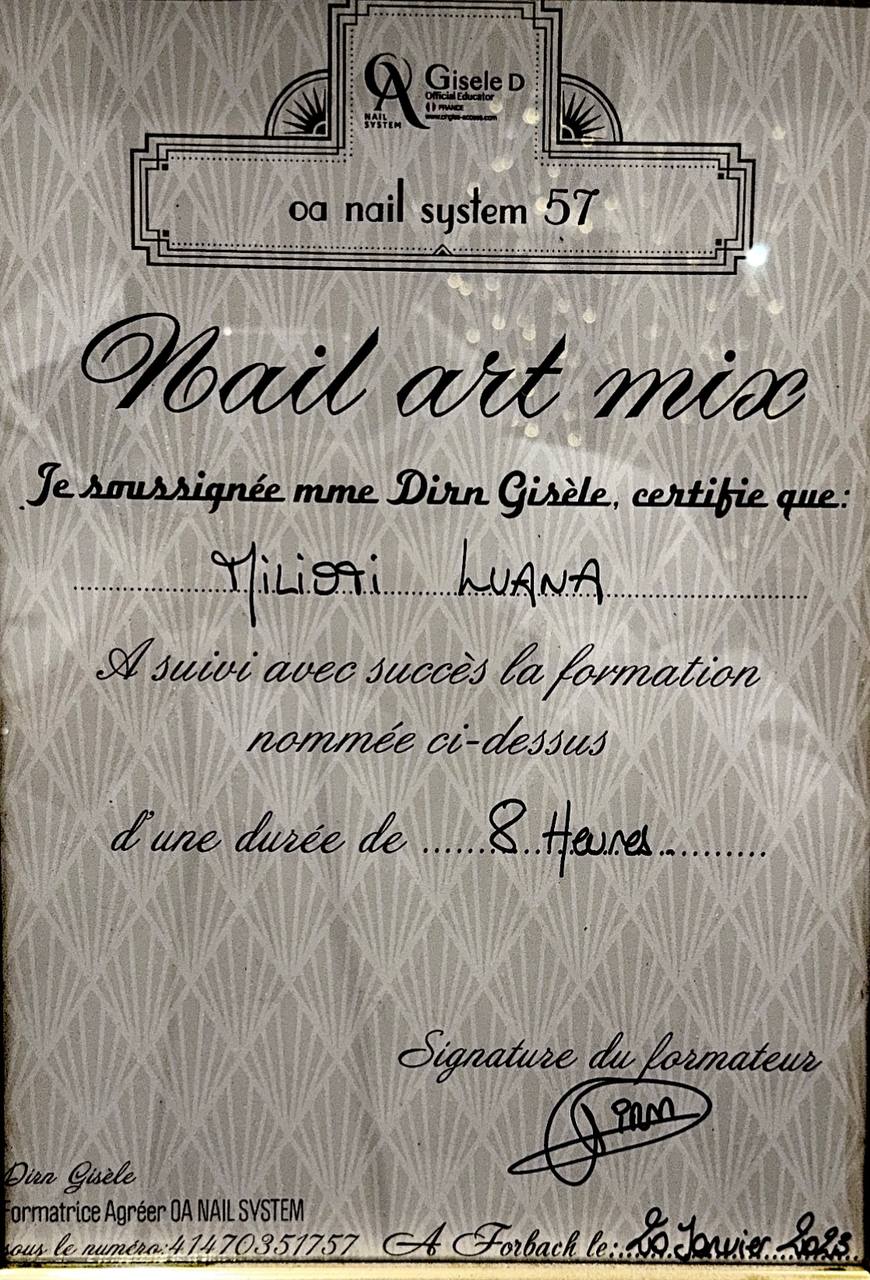 certificat formaiton nail