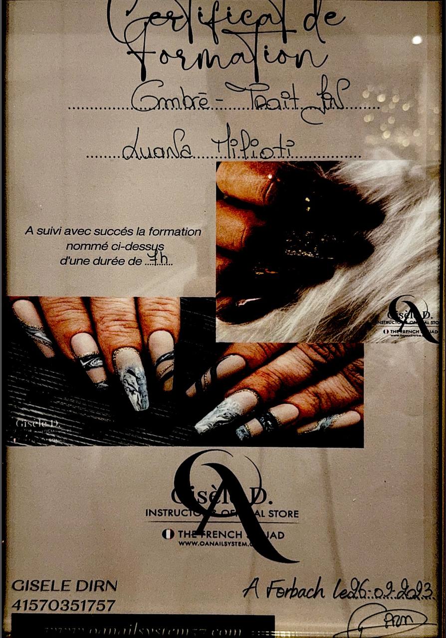 certificat formaiton nail