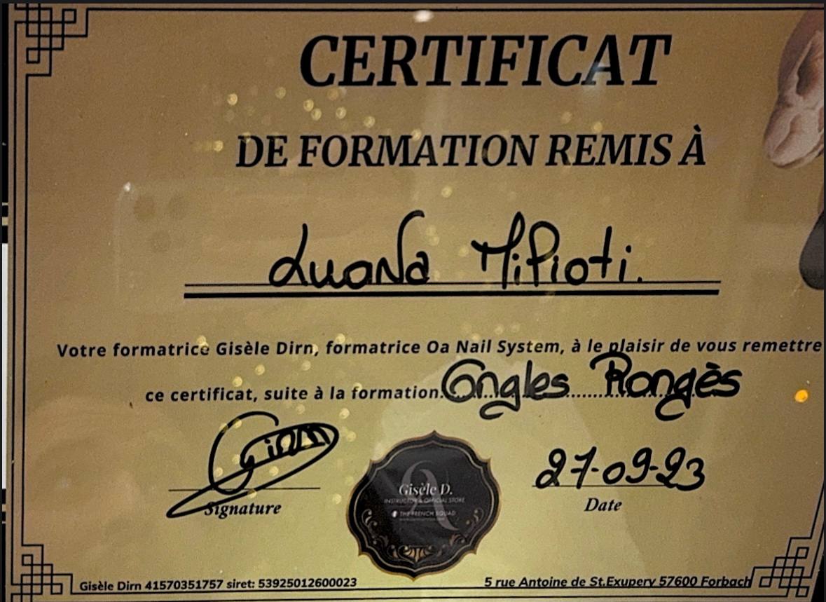 certificat formaiton nail